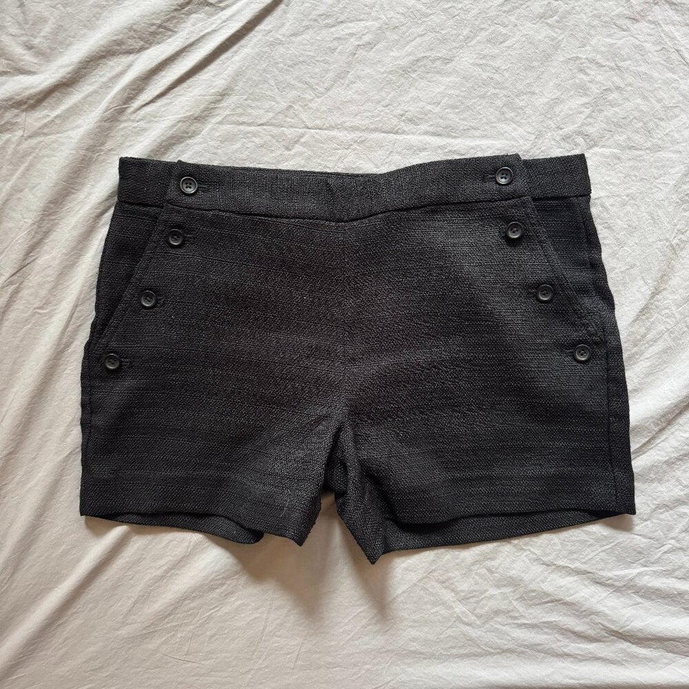 Banana Republic Black Tweed Shorts with Button Detail